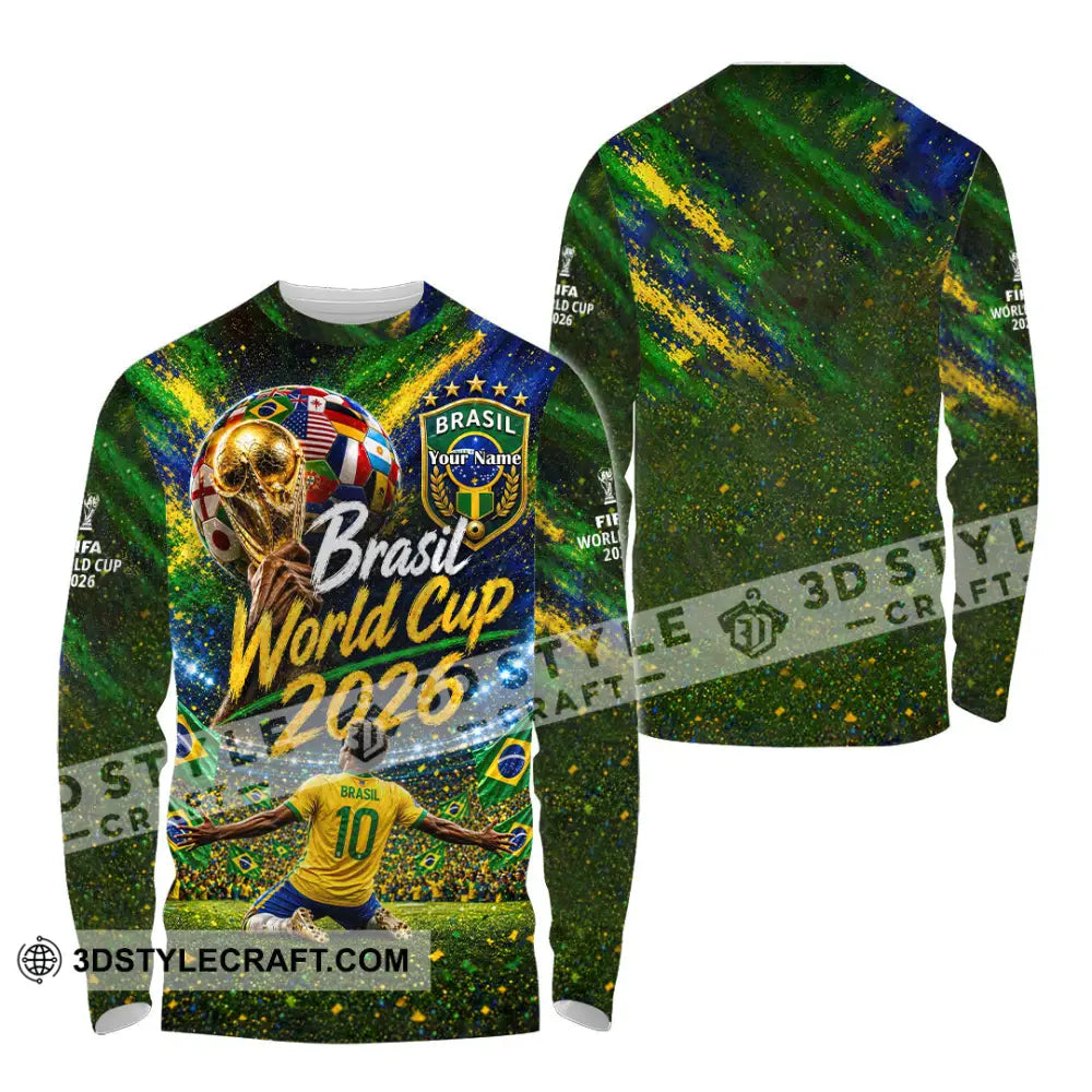 Unisex Shirt - Custom Brasil World Cup 2026 Shirt - Long Sleeve Shirt / S - T-shirt