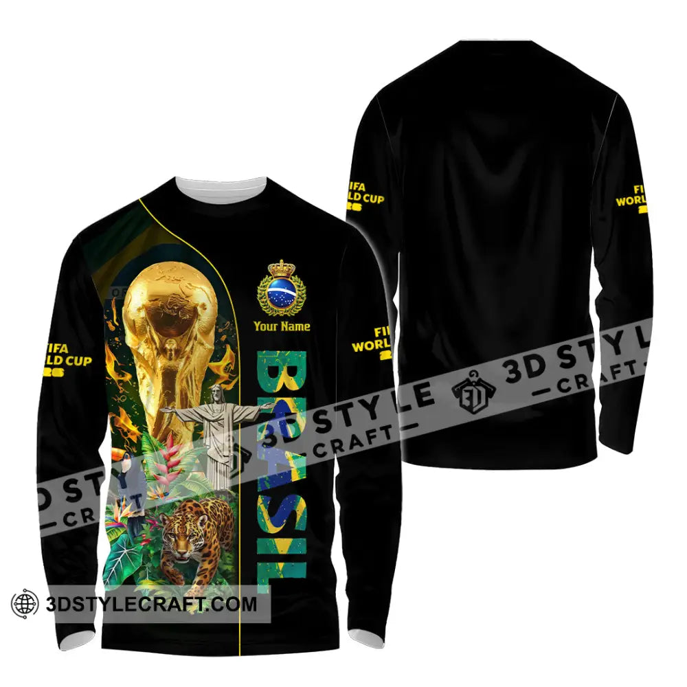 Unisex Shirt - Custom Brasil World Cup 2026 3D Shirt Long Sleeve Shirt / S T-shirt