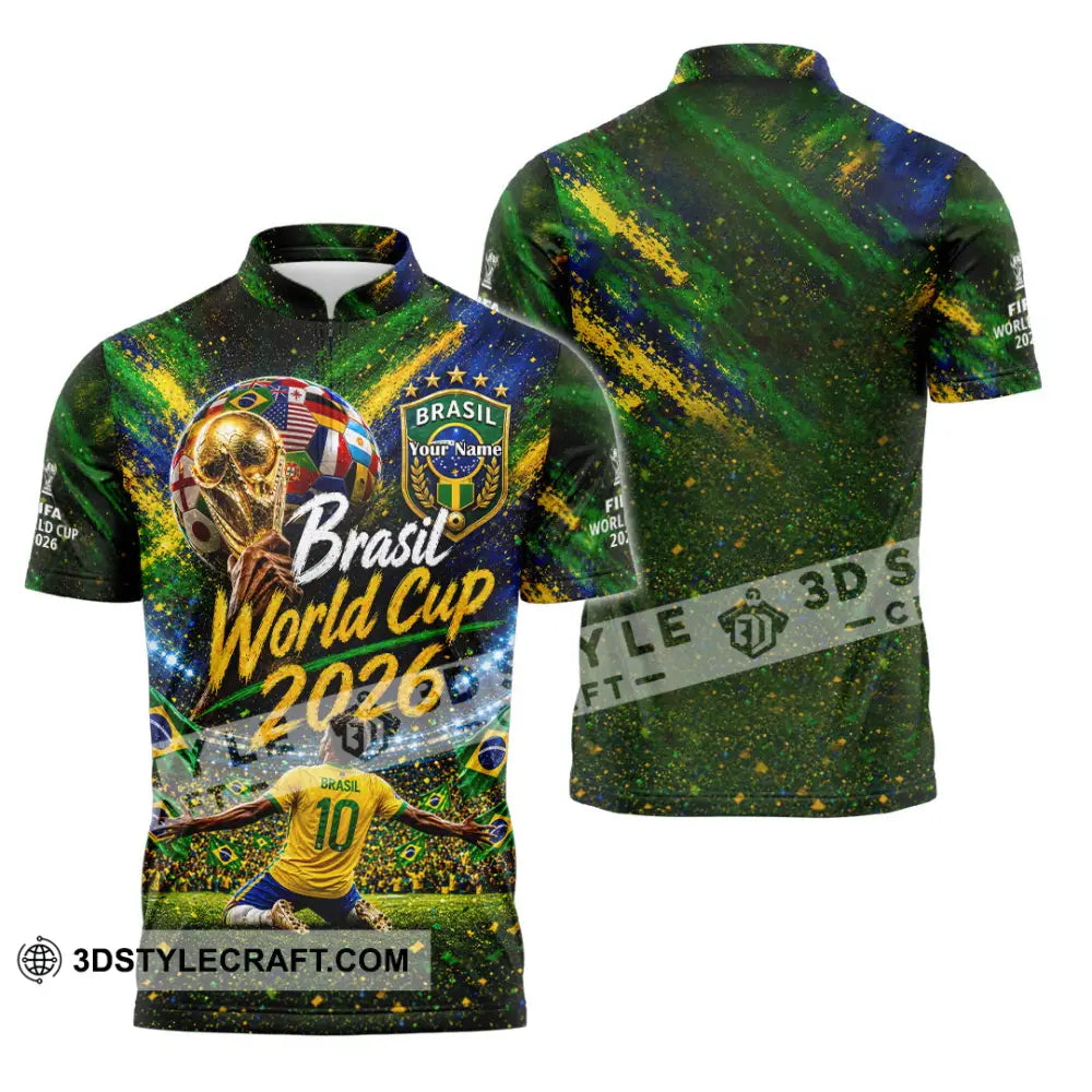 Unisex Shirt - Custom Brasil World Cup 2026 Shirt - Zipper Polo Shirt / S - T-shirt