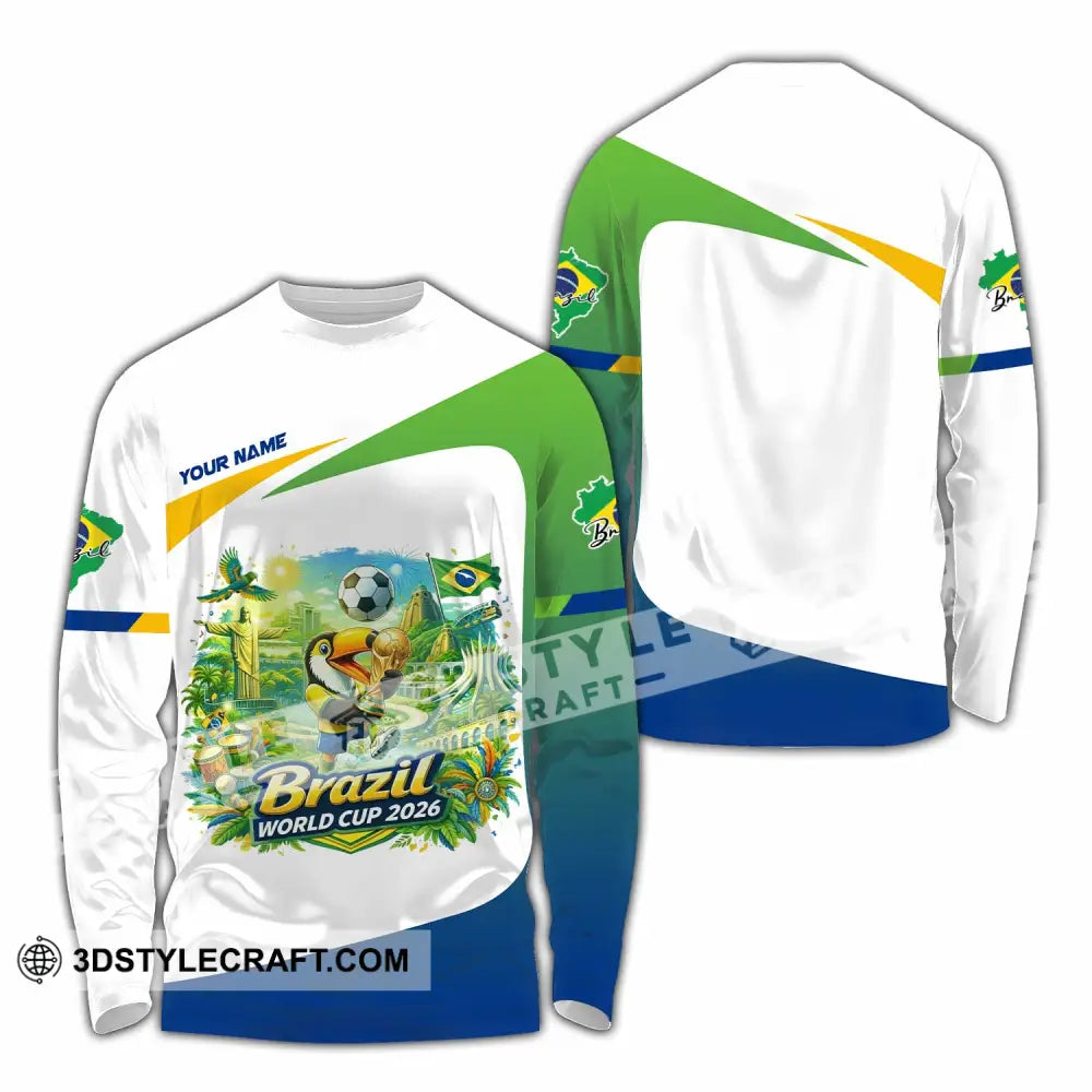 Unisex Shirt - Custom Brazil Fifa World Cup 2026 3D Shirt Long Sleeve Shirt / S T-shirt