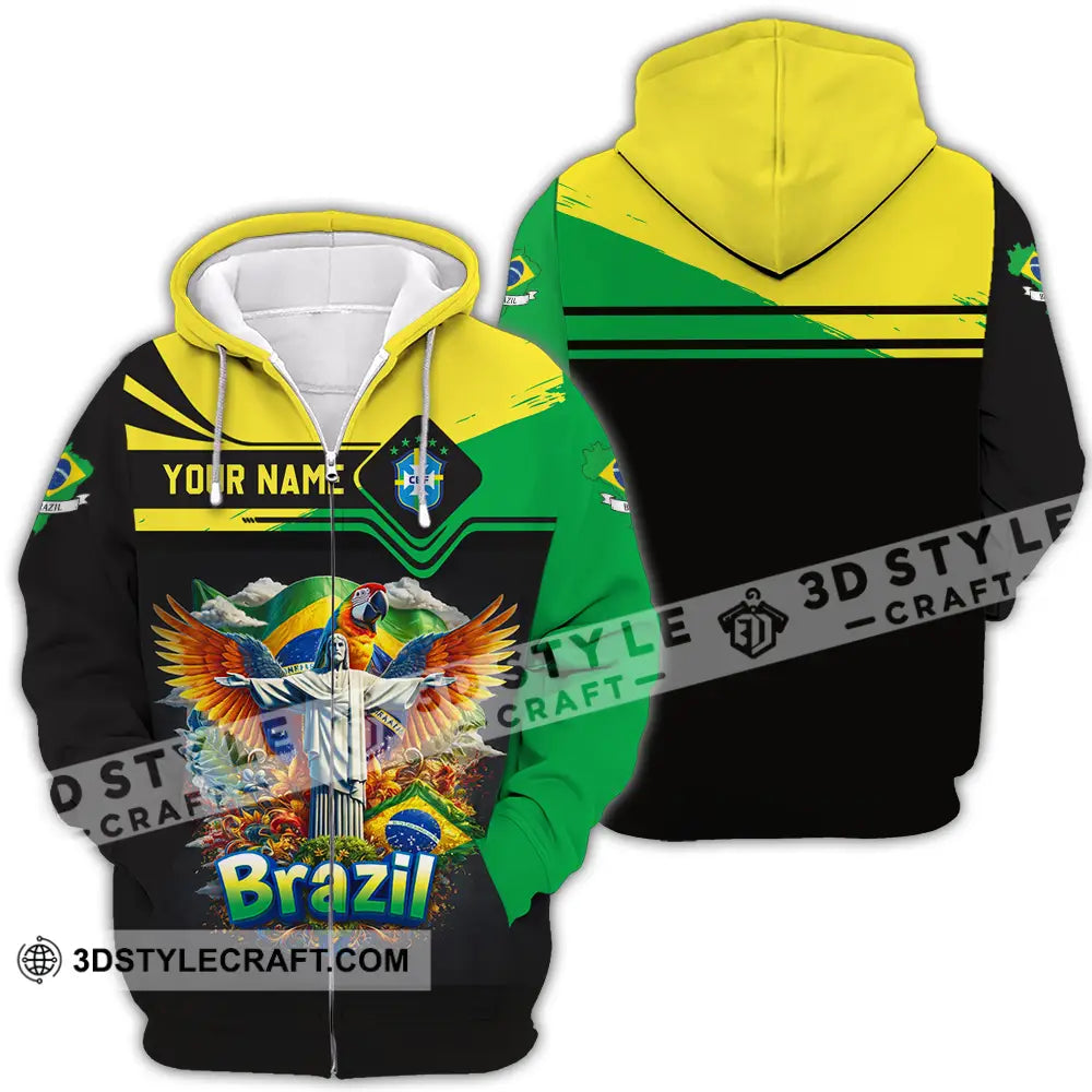 Unisex Shirt - Custom Brazil 3D Shirt Zipper Hoodie / S T-shirt