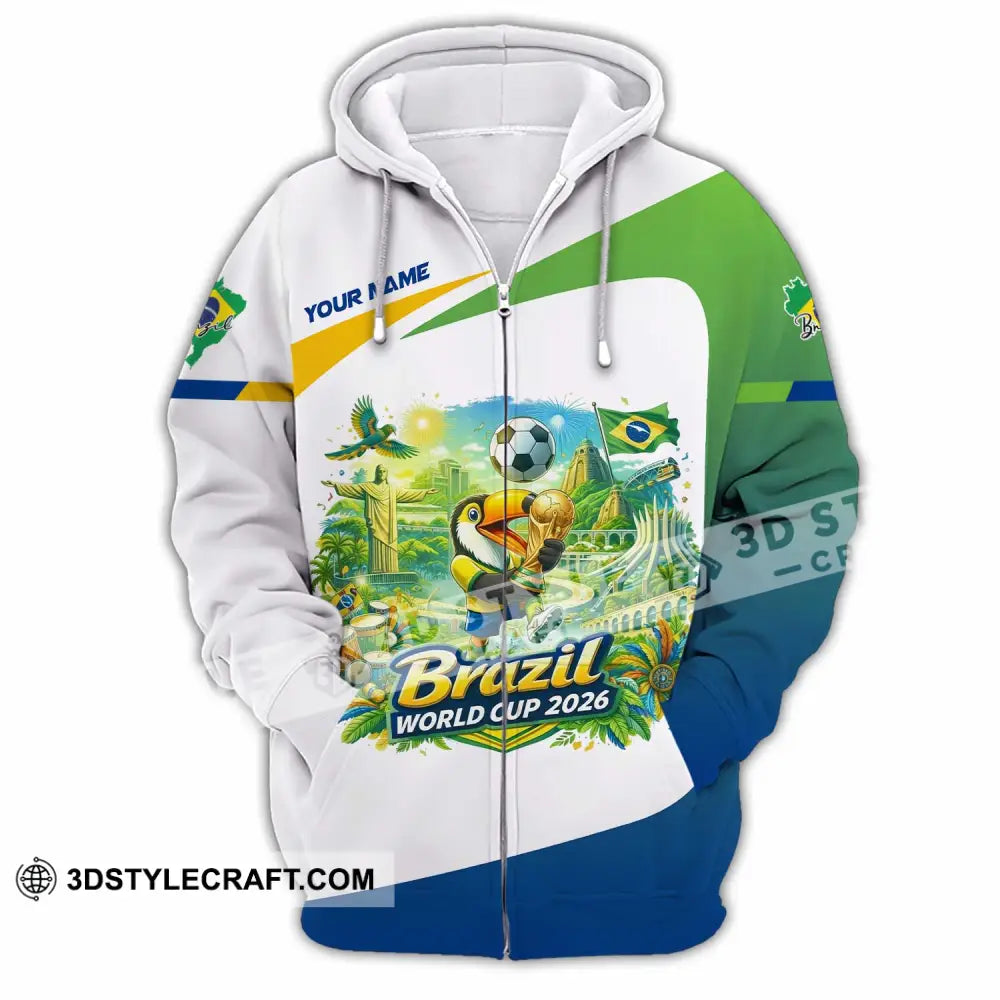 Unisex Shirt - Custom Brazil Fifa World Cup 2026 3D Shirt Zipper Hoodie / S T-shirt