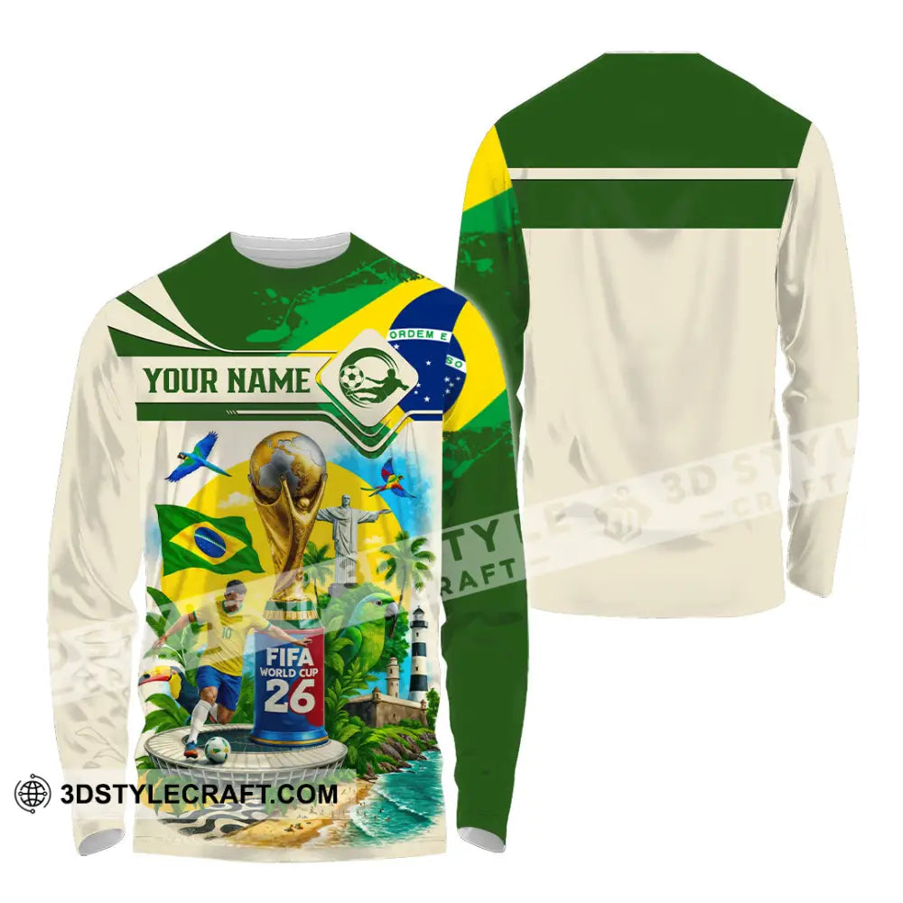 Unisex Shirt - Custom Brazil Fifa World Cup 2026 3D Shirt Long Sleeve Shirt / S T-shirt