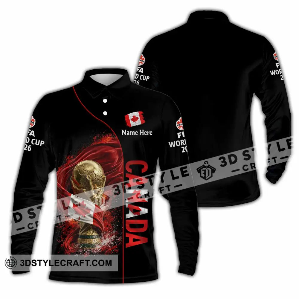 Unisex Shirt - Custom World Cup 2026 Canada 3D Shirt Long Sleeve Polo / S T-shirt