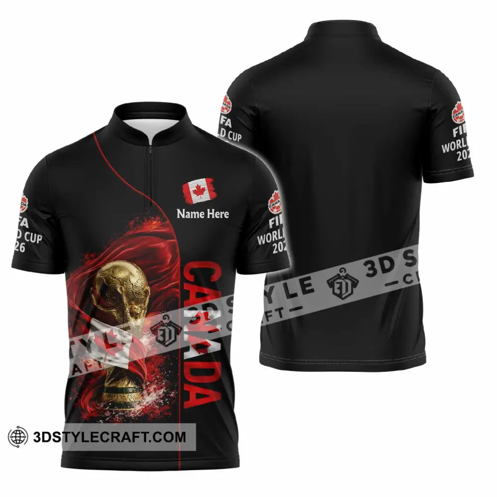Unisex Shirt - Custom World Cup 2026 Canada 3D Shirt Zipper Polo Shirt / S T-shirt