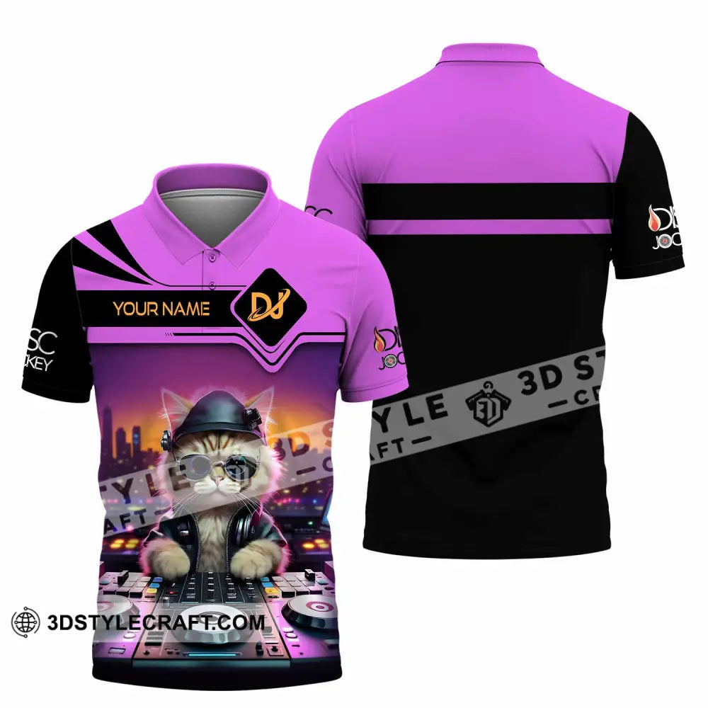 Unisex Shirt - Custom Cat Disc Jockey Shirt Polo Shirt / S T-shirt