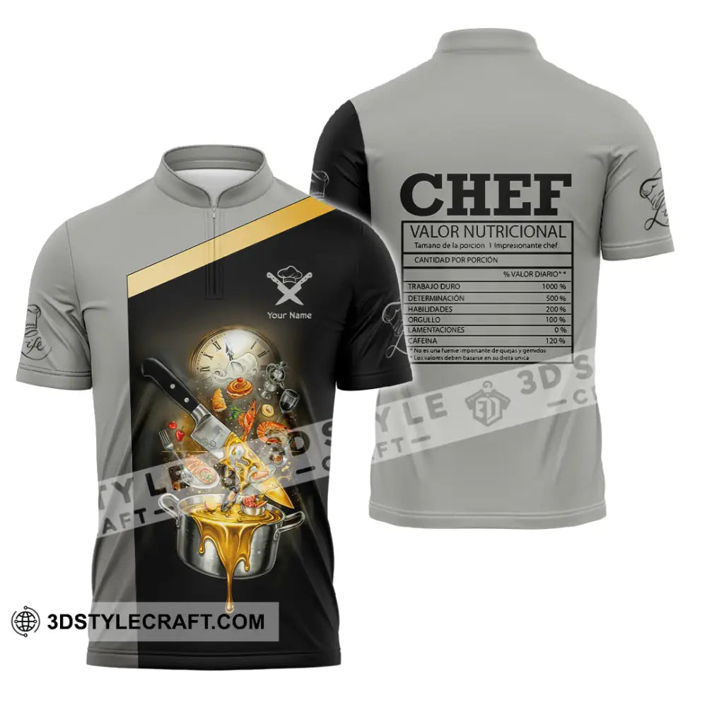 Unisex Shirt - Custom Chef Valor Nutricional Shirt Zipper Polo Shirt / S T-shirt