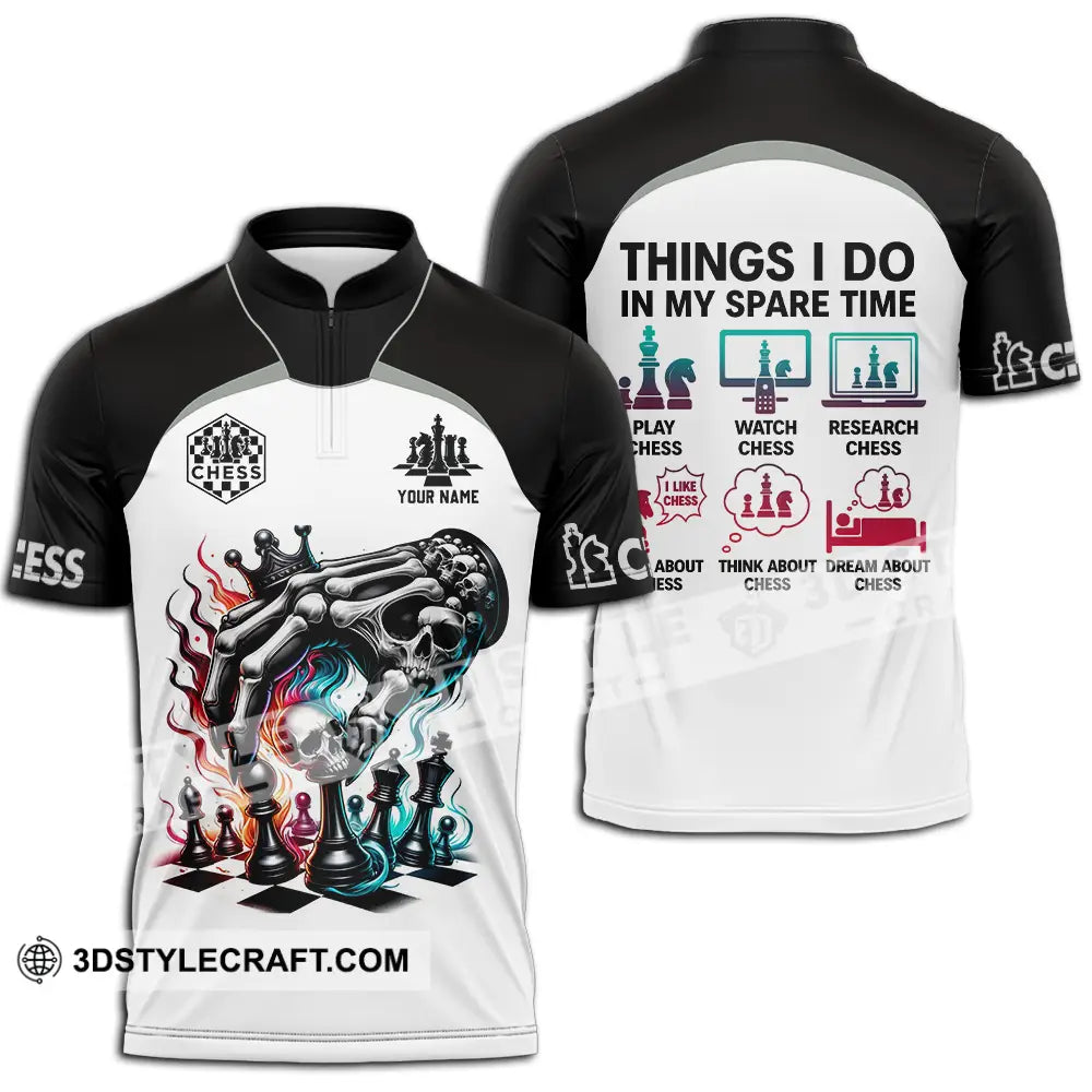 Unisex Shirt - Custom Chess Lover Classic Shirt Things I Do In My Spare Time Zipper Polo Shirt / S T-shirt