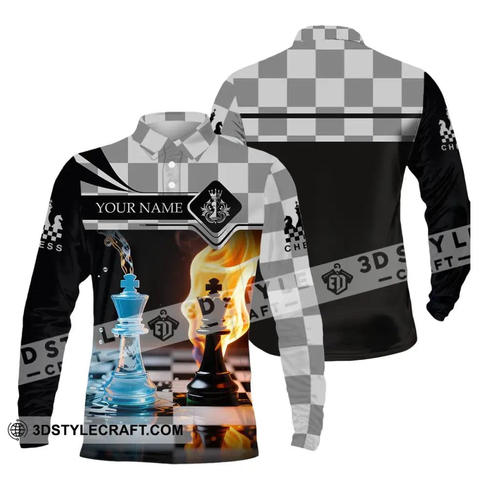 Unisex Shirt - Custom Chess Player 3D Shirt Long Sleeve Polo / S T-shirt