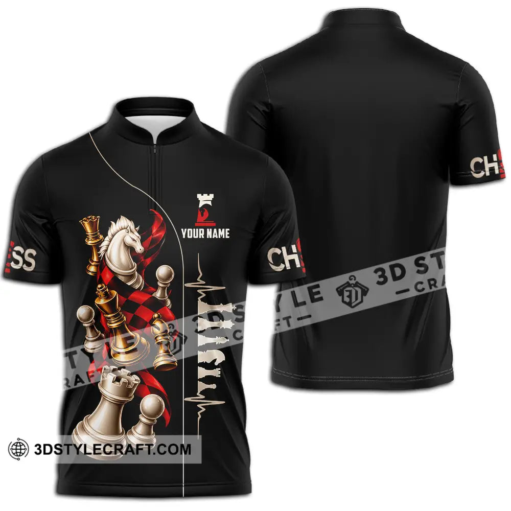Unisex Shirt - Custom Chess Shirt - Zipper Polo Shirt / S - T-shirt