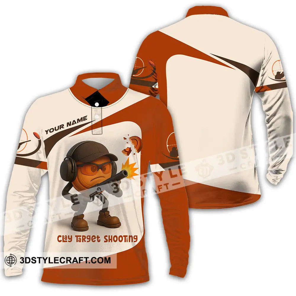 Unisex Shirt - Custom Clay Target Shooting Shirt Long Sleeve Polo / S T-shirt