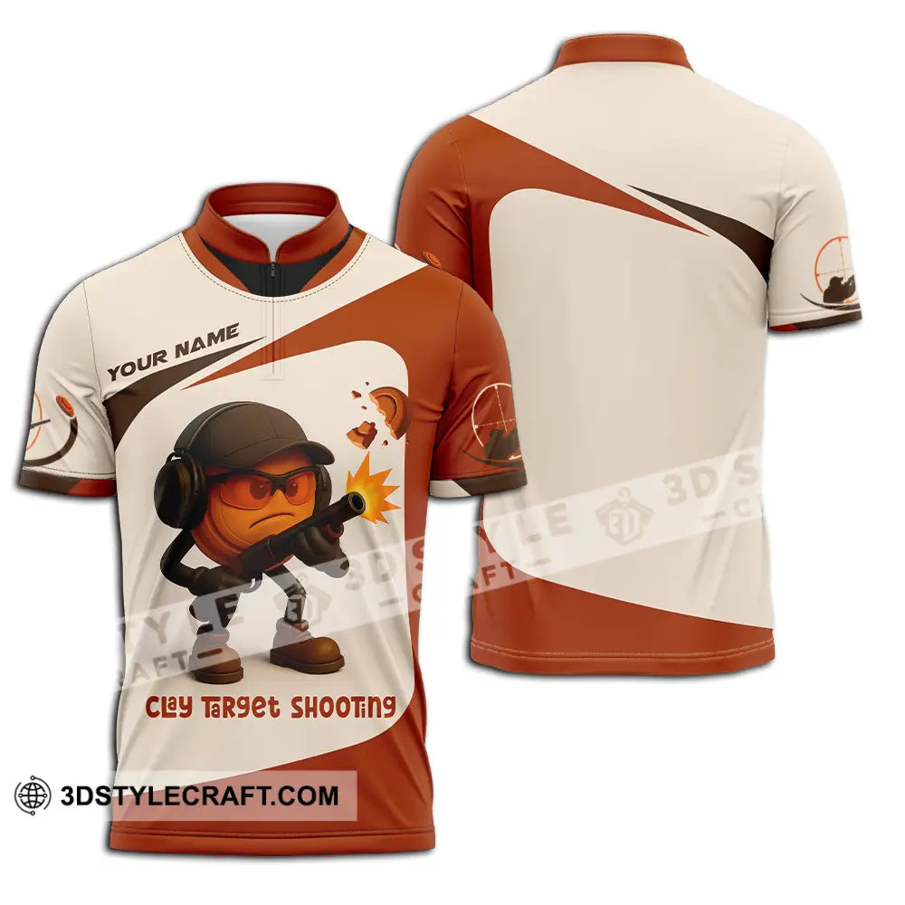Unisex Shirt - Custom Clay Target Shooting Shirt Zipper Polo Shirt / S T-shirt