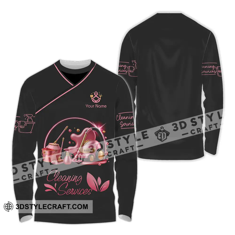 Unisex Shirt - Custom Cleaning Service Shirt Long Sleeve Shirt / S T-shirt