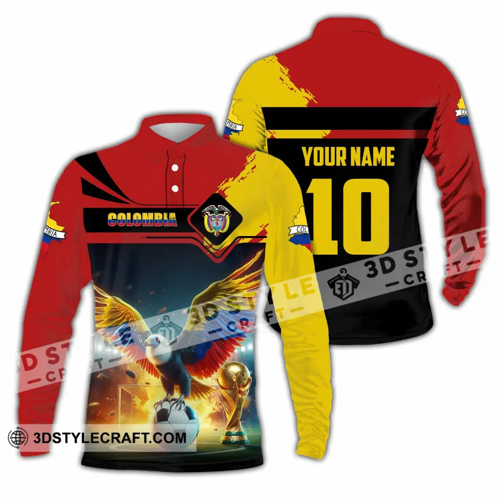 Unisex Shirt - Custom Colombia 3D Shirt Long Sleeve Polo / S T-shirt