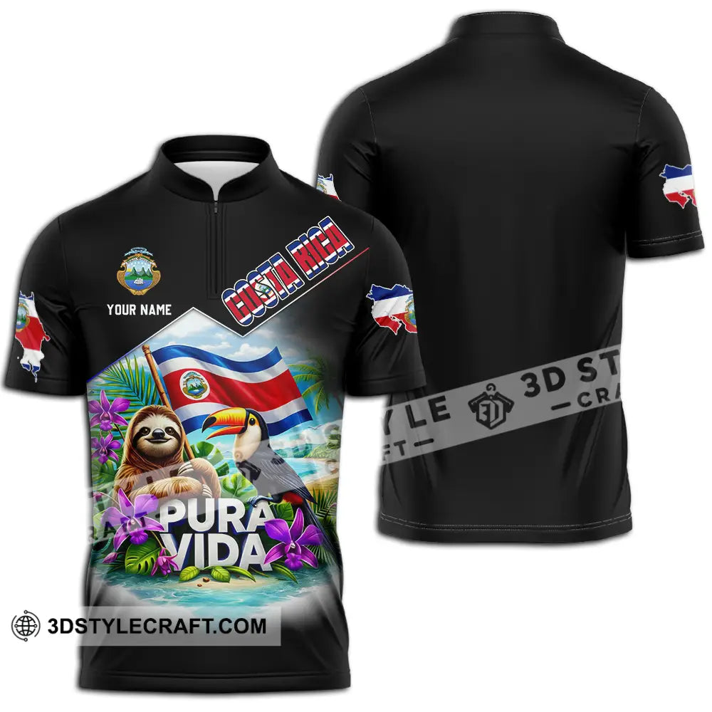 Unisex Shirt - Custom Costa Rica 3D Shirt Zipper Polo Shirt / S T-shirt