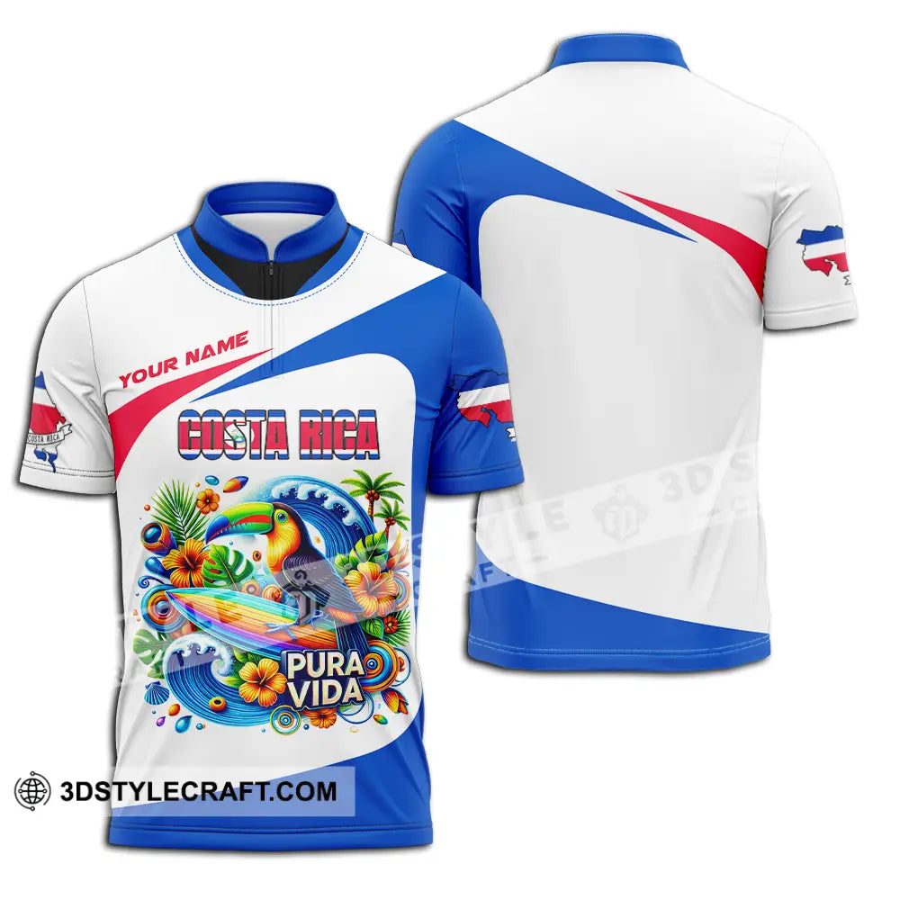 Unisex Shirt - Custom Costa Rica Pura Vida 3D Shirt Zipper Polo Shirt / S T-shirt