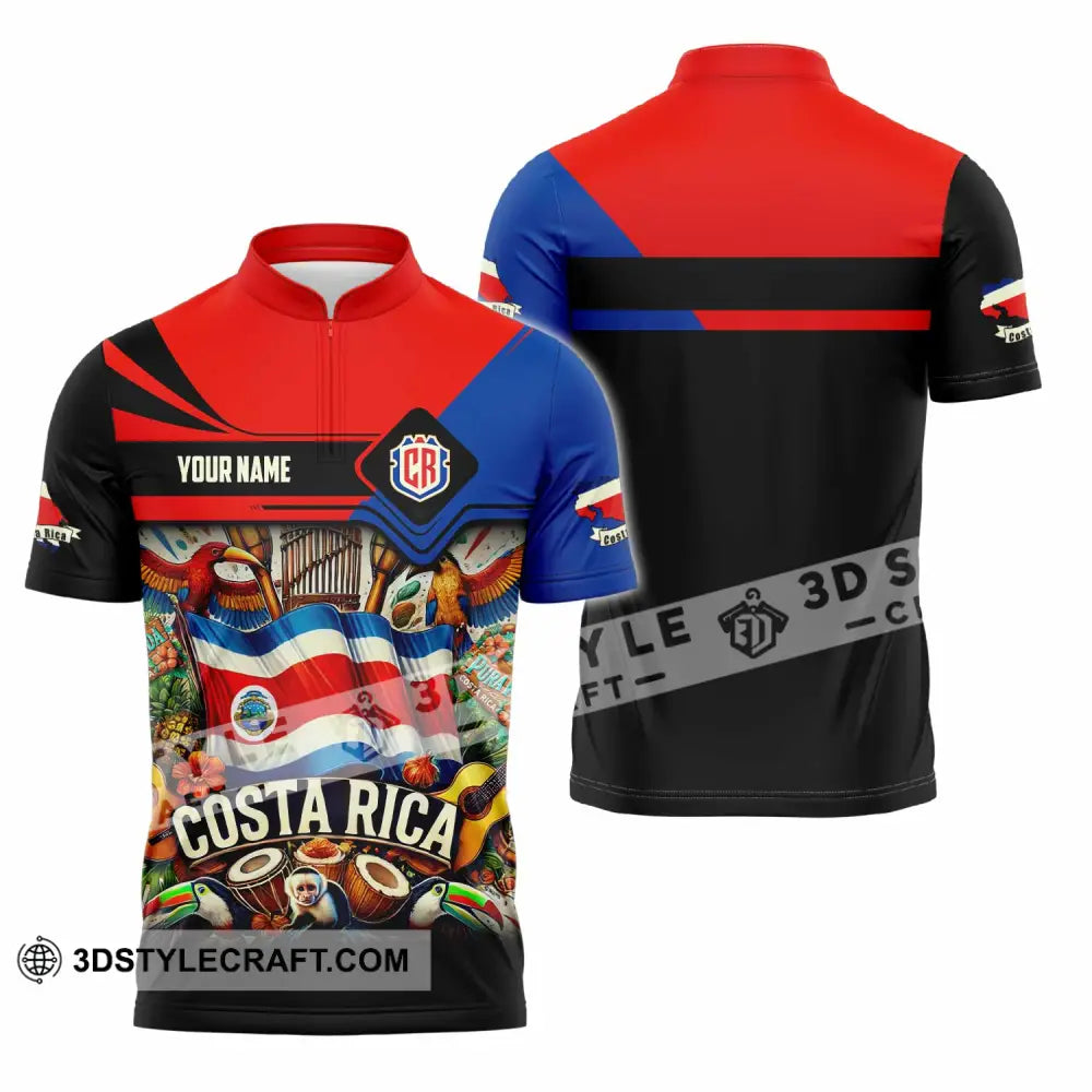 Unisex Shirt - Custom Costa Rica Shirt Zipper Polo Shirt / S T-shirt