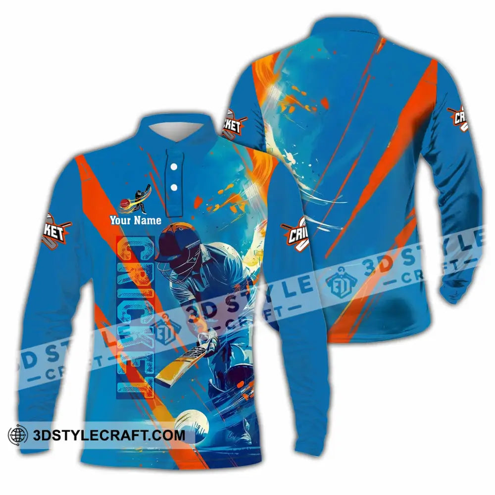 Unisex Shirt - Custom Cricket 3D Shirt Long Sleeve Polo / S T-shirt