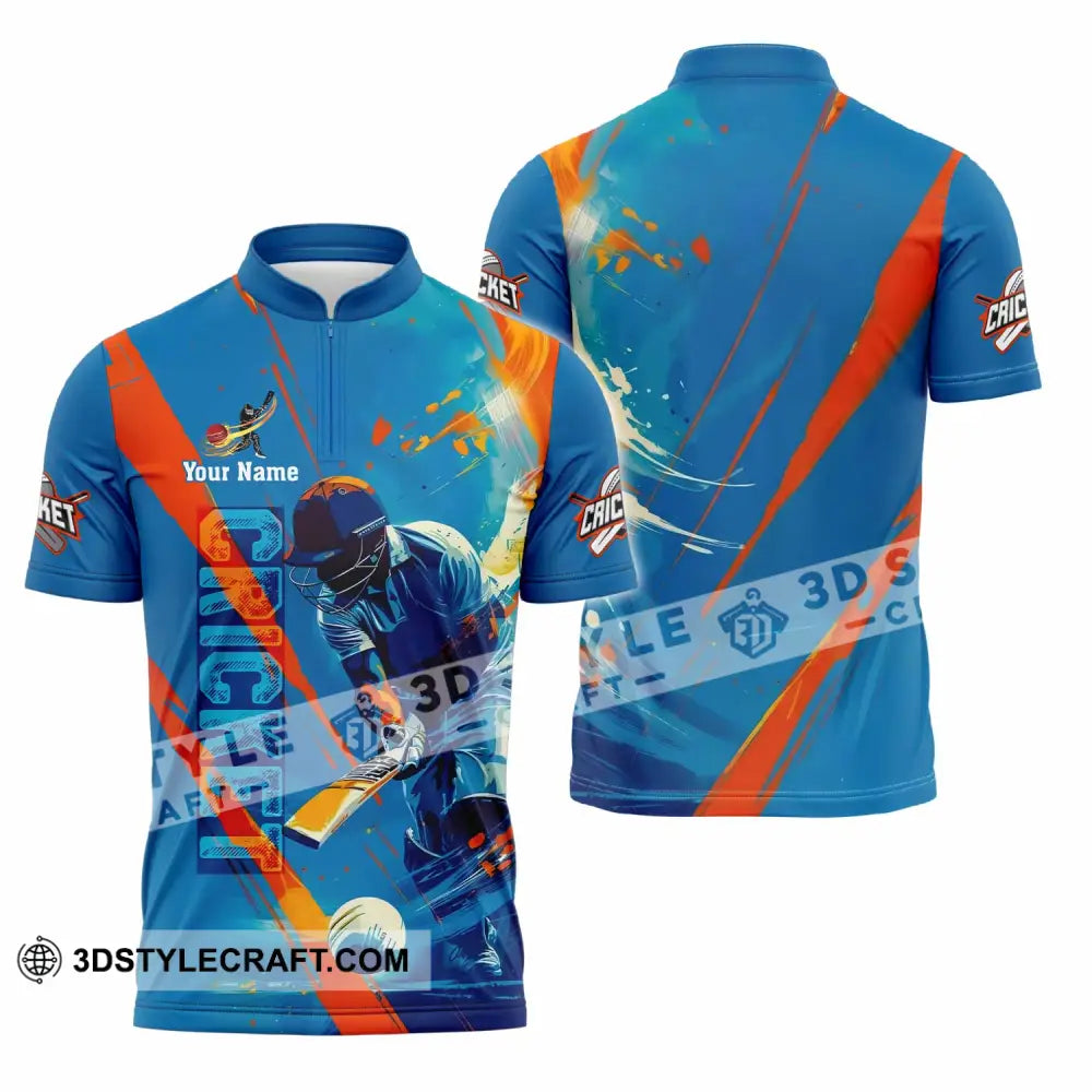 Unisex Shirt - Custom Cricket 3D Shirt Zipper Polo Shirt / S T-shirt