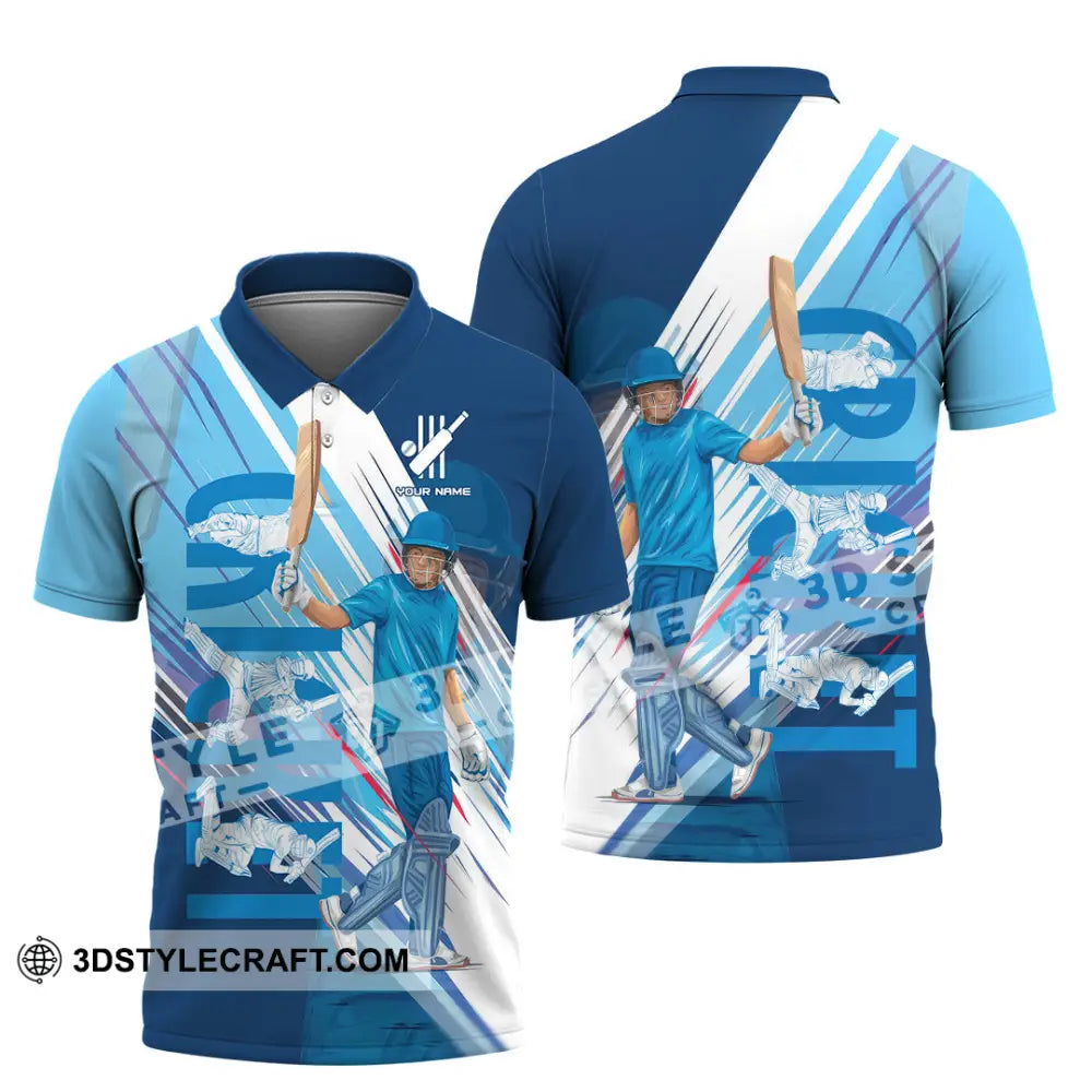 Unisex Shirt Custom Cricket Player Blue Design Shirt Polo Shirt / S T shirt