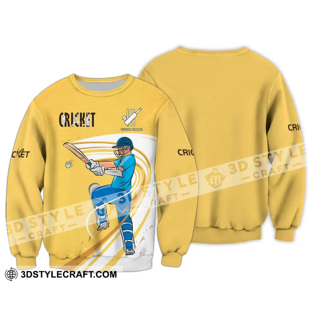 Unisex Shirt Custom Cricket Player Yellow Design Shirt Long Sleeve / S T shirt