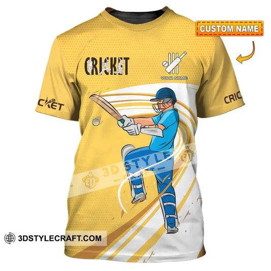 Unisex Shirt Custom Cricket Player Yellow Design Shirt T shirt