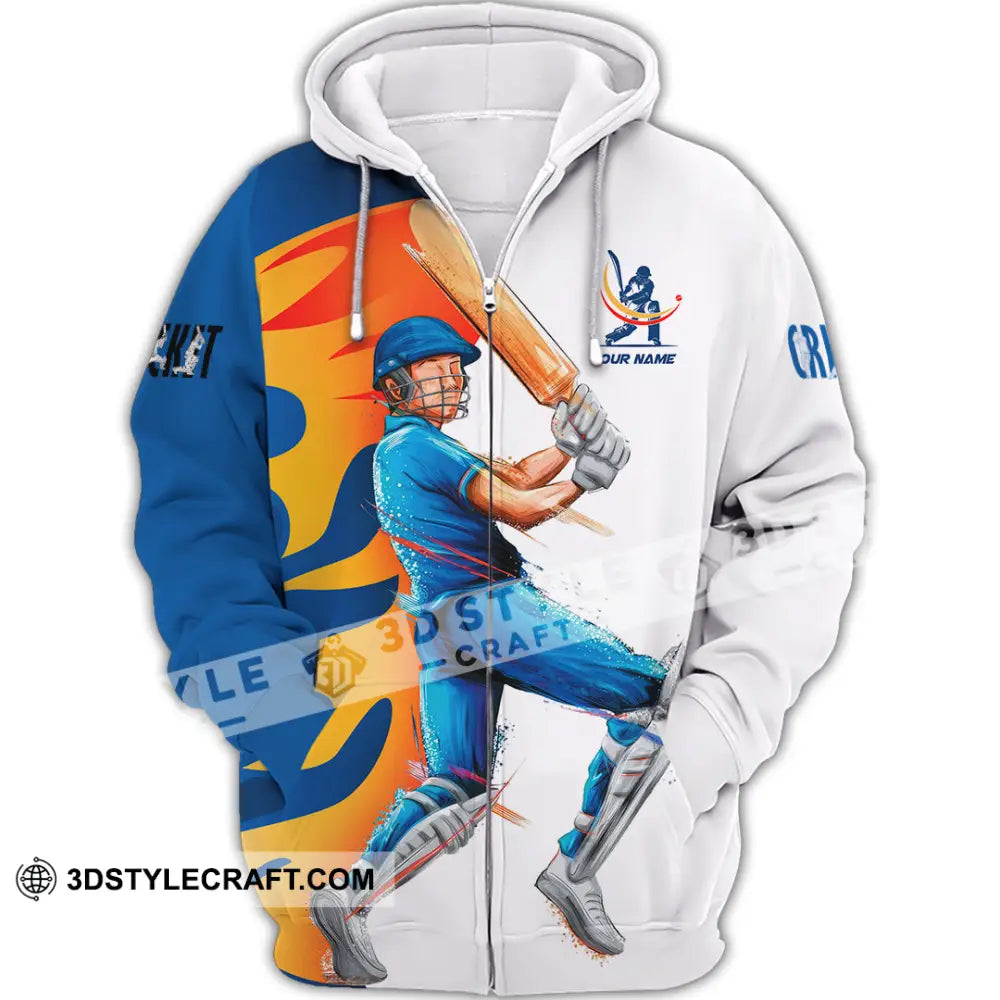 Unisex Shirt Custom Cricket Player Shirt Zipper Hoodie / S T shirt