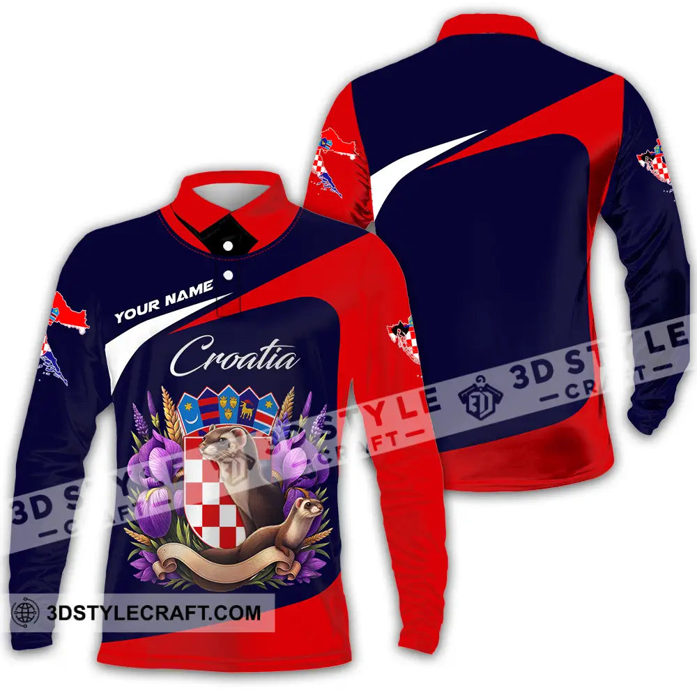 Unisex Shirt - Custom Croatia 3D Shirt Long Sleeve Polo / S T-shirt