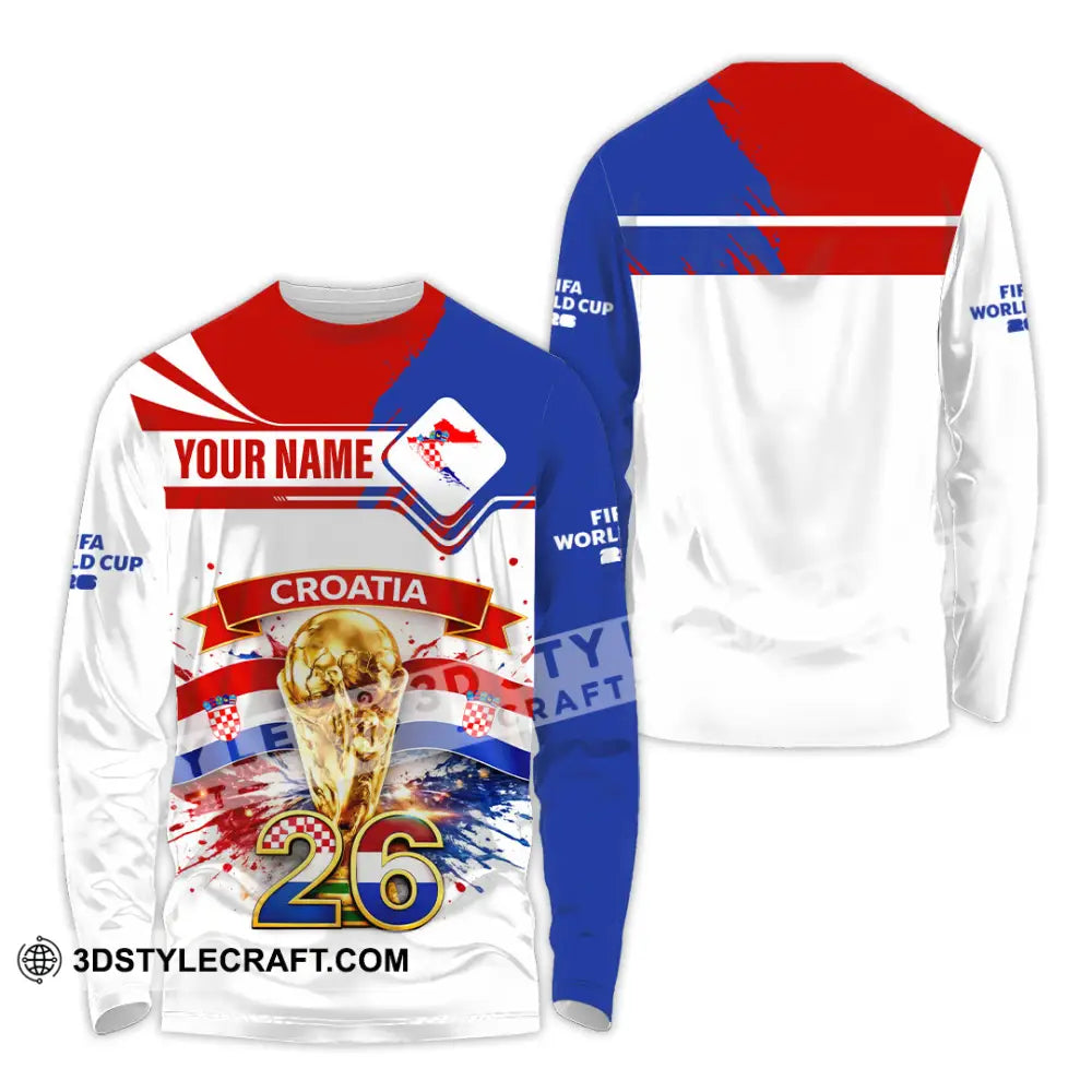 Unisex Shirt - Custom Croatia Fifa World Cup 2026 3D Shirt Long Sleeve Shirt / S T-shirt