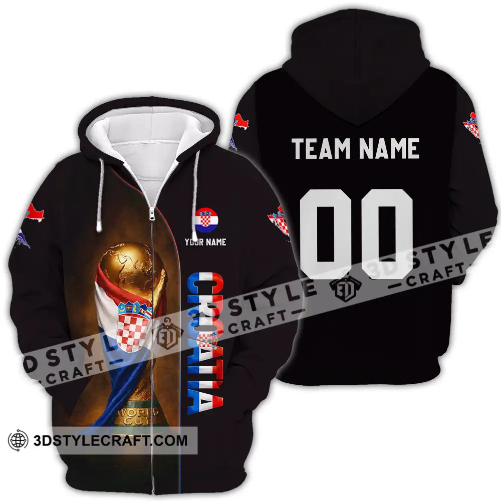 Unisex Shirt - Custom Croatia 3D Shirt Zipper Hoodie / S T-shirt