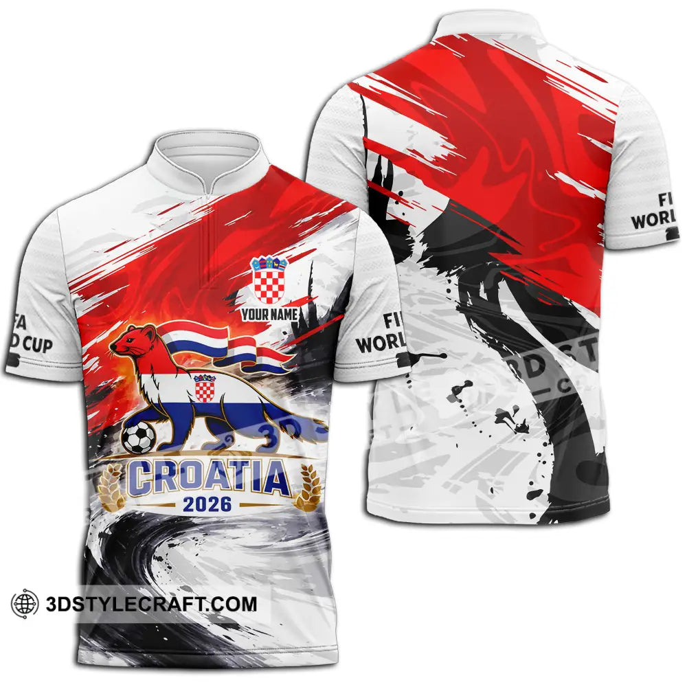 Unisex Shirt - Custom Croatia 3D Shirt Zipper Polo Shirt / S T-shirt