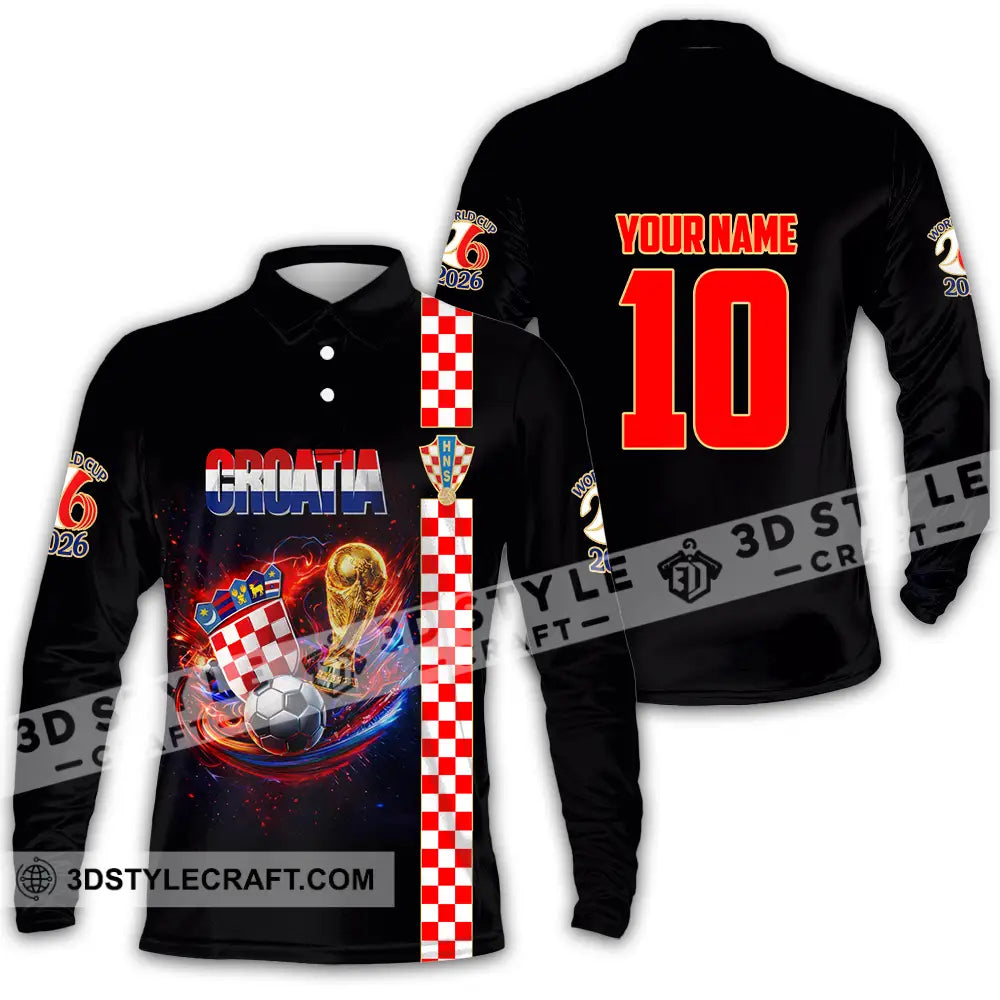 Unisex Shirt - Custom Croatia FIFA World Cup 2026 3D Shirt Long Sleeve Polo / S T-shirt
