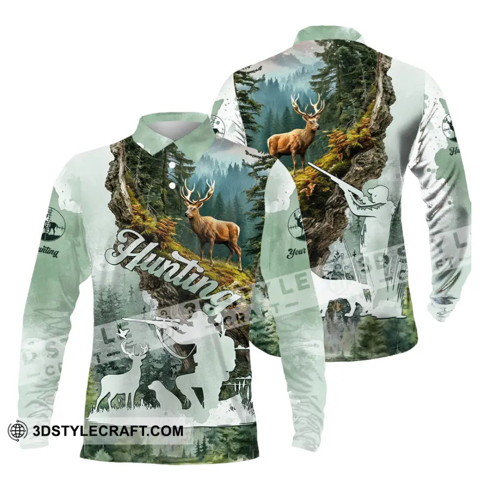 Unisex Shirt - Custom Deer Hunting Shirt Long Sleeve Polo / S T-shirt