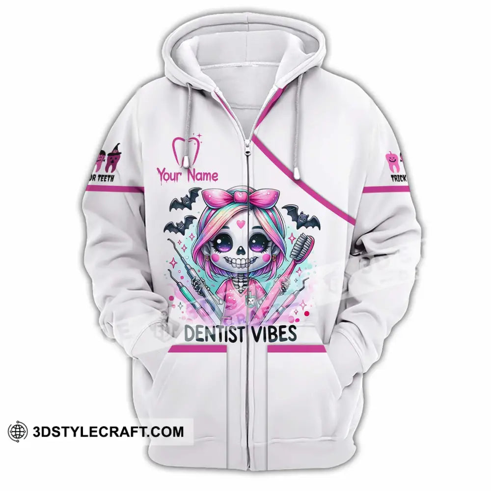 Unisex Shirt - Custom Dentist Halloween Vibes Shirt Zipper Hoodie / S T-shirt