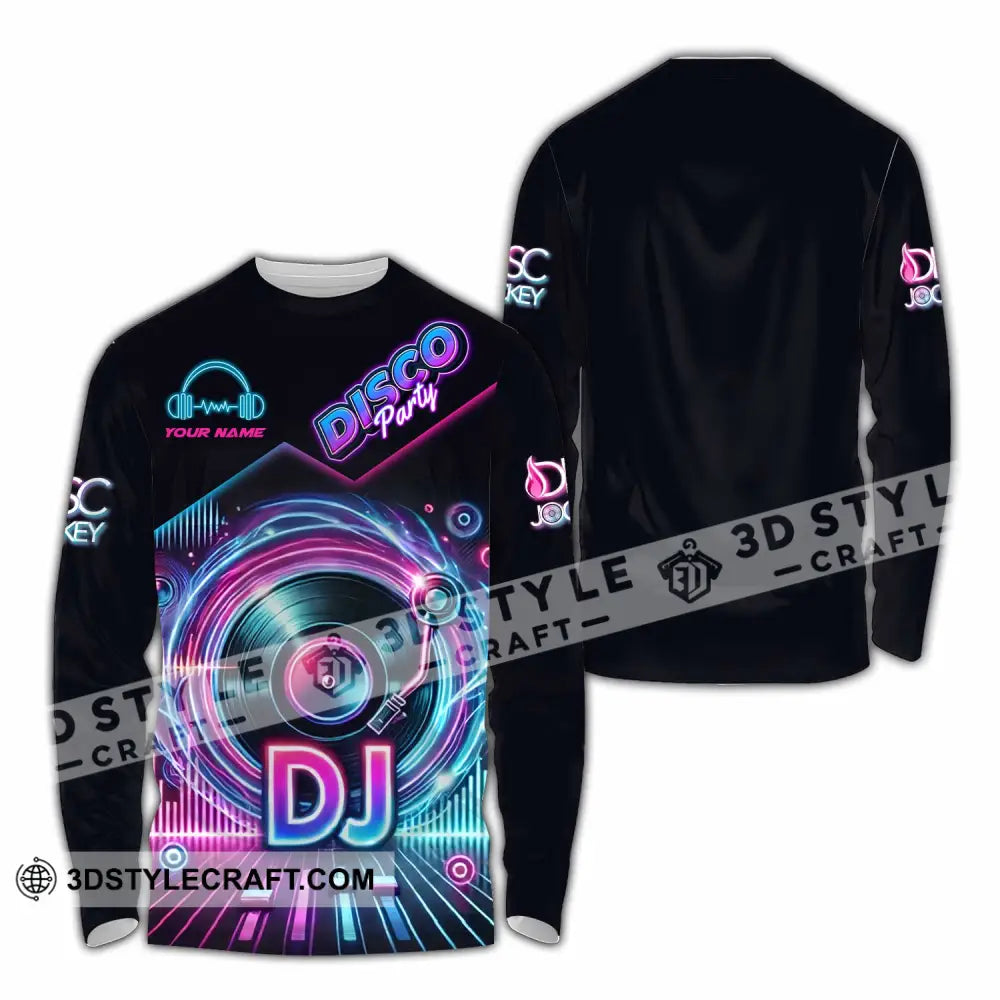 Unisex Shirt - Custom Disco Party DJ Shirt Long Sleeve Shirt / S T-shirt