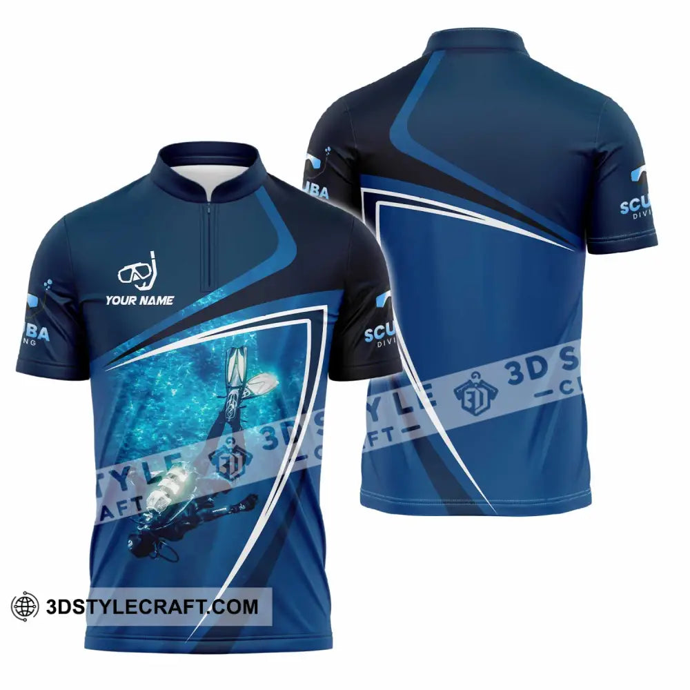 Unisex Shirt - Custom Diving 3D Shirt Zipper Polo Shirt / S T-shirt