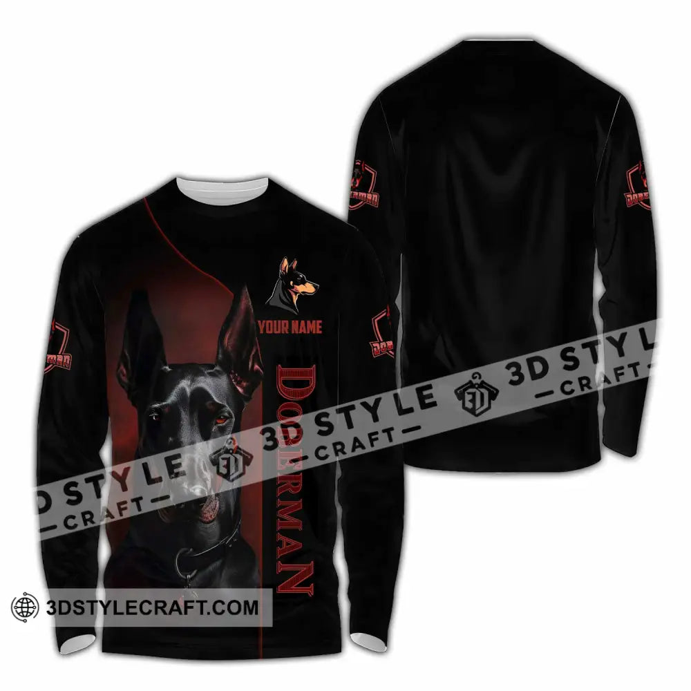 Unisex Shirt - Custom Dobermann Dog Shirt Long Sleeve Shirt / S T-shirt