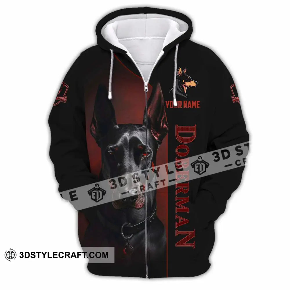 Unisex Shirt - Custom Dobermann Dog Shirt Zipper Hoodie / S T-shirt