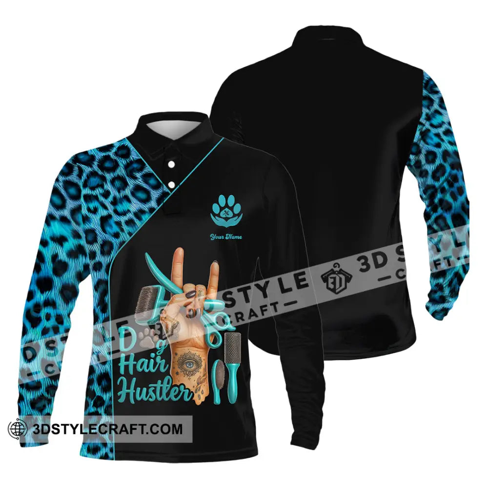 Unisex Shirt - Custom Dog Hair Hustler Groomer Shirt Long Sleeve Polo / S T-shirt