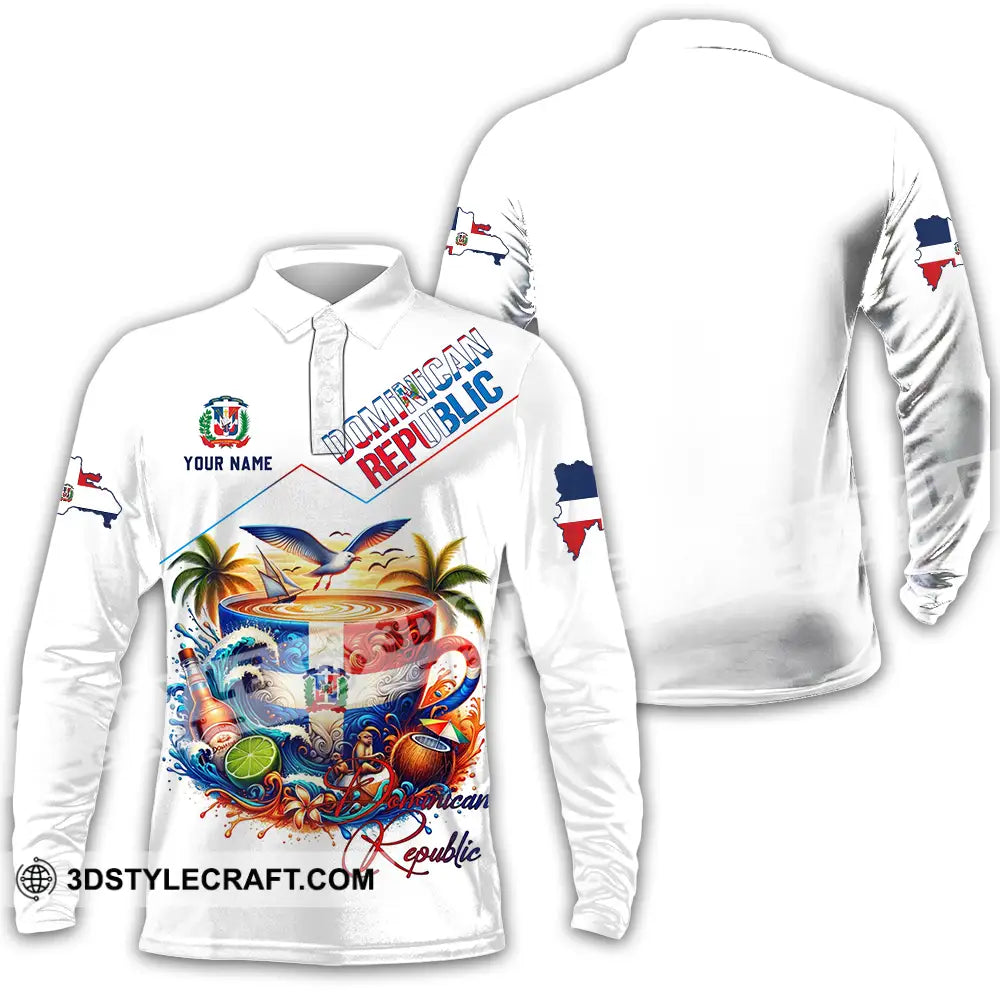 Unisex Shirt - Custom Dominican Republic Shirt Long Sleeve Polo / S T-shirt
