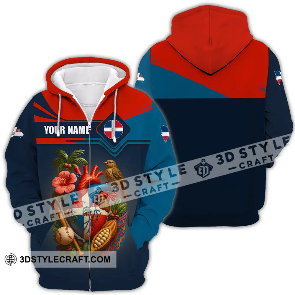 Unisex Shirt Custom Dominican Republic Shirt Zipper Hoodie / S T shirt
