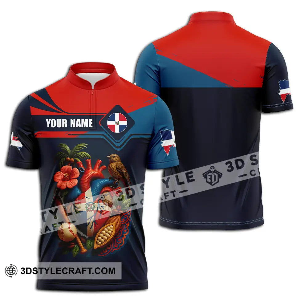 Unisex Shirt Custom Dominican Republic Shirt Zipper Polo Shirt / S T shirt