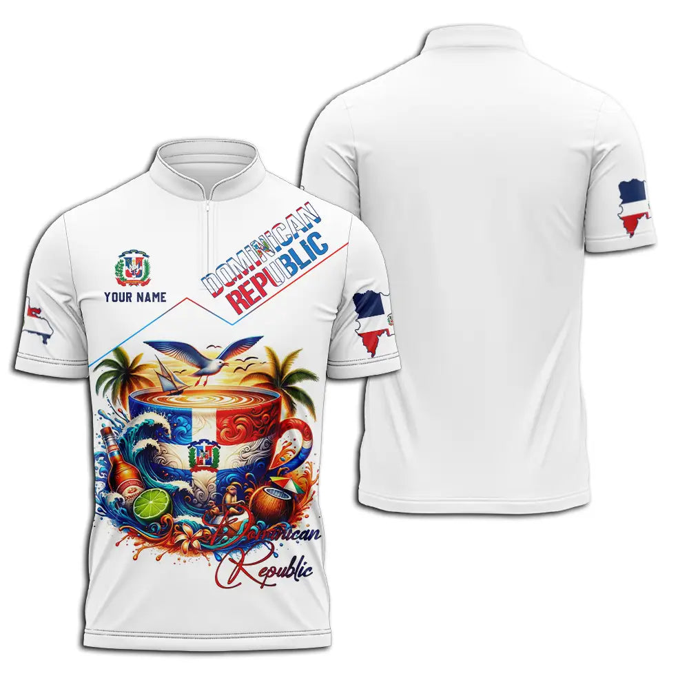 Unisex Shirt - Custom Dominican Republic Shirt Zipper Polo Shirt / S T-shirt