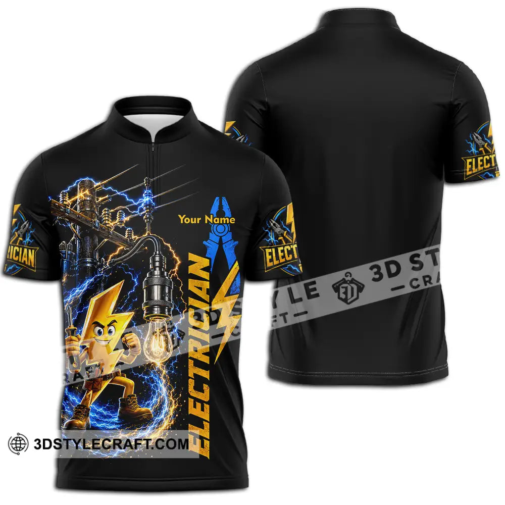 Unisex Shirt - Custom Electrician Shirt - Zipper Polo Shirt / S - T-shirt