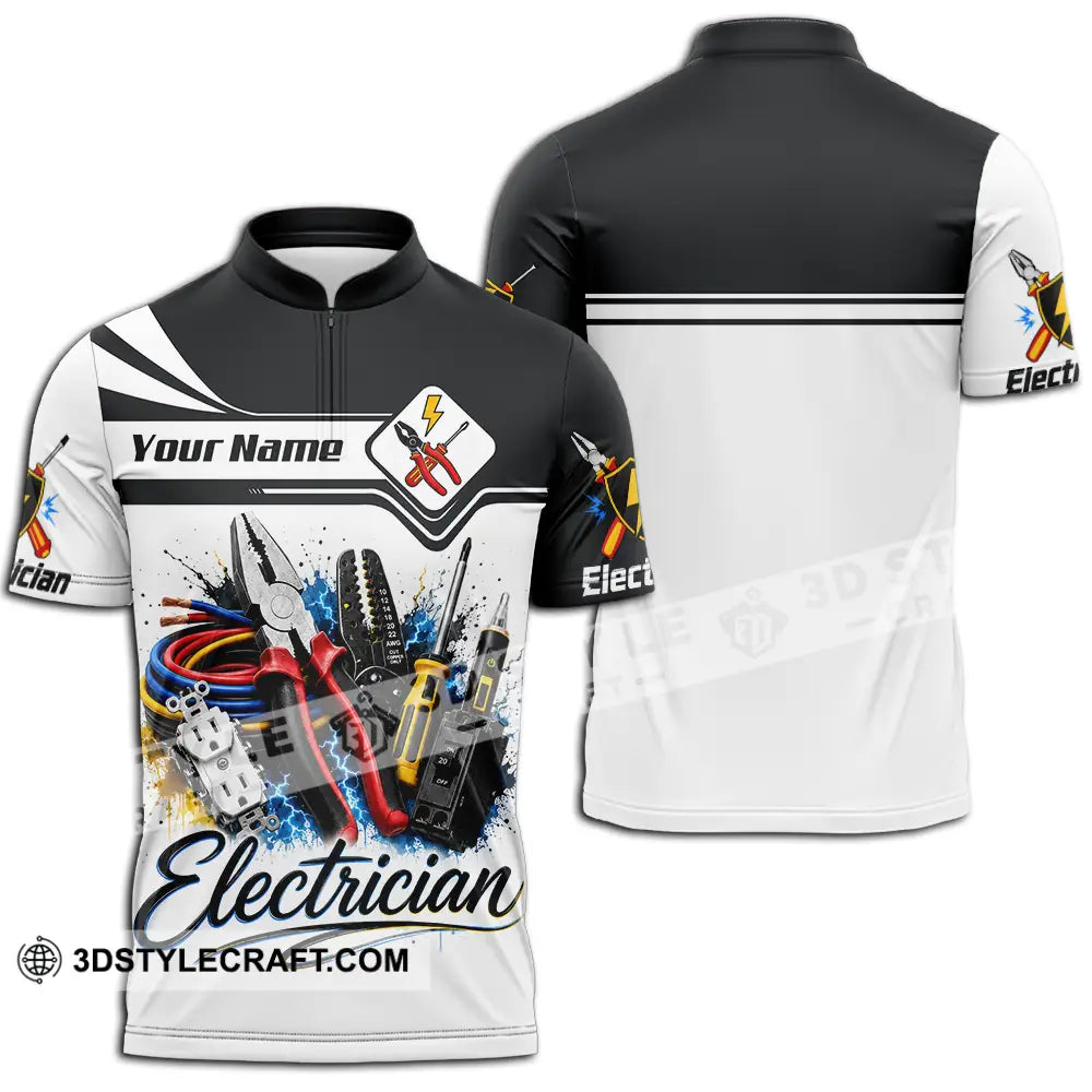 Unisex Shirt - Custom Electrician Shirt - Zipper Polo Shirt / S - T-shirt