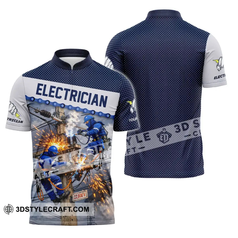 Unisex Shirt - Custom Electrician Shirt - Zipper Polo Shirt / S - T-shirt