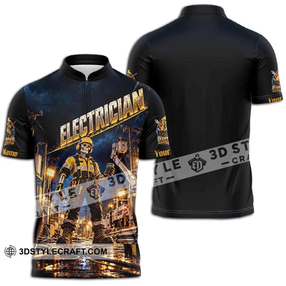 Unisex Shirt - Custom Electrician Shirt - Zipper Polo Shirt / S - T-shirt