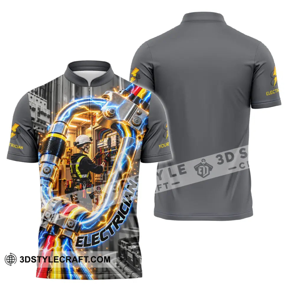 Unisex Shirt - Custom Electrician Shirt - Zipper Polo Shirt / S - T-shirt