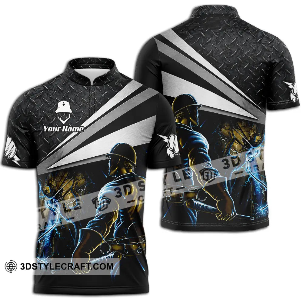 Unisex Shirt - Custom Electrician Shirt - Zipper Polo Shirt / S - T-shirt
