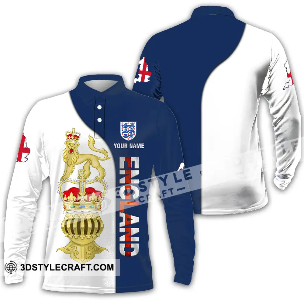 Unisex Shirt - Custom England 3D Shirt Long Sleeve Polo / S T-shirt